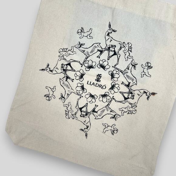 Lladró Canvas Tote Bag Deer & Cherub Print - Picture 3 of 7